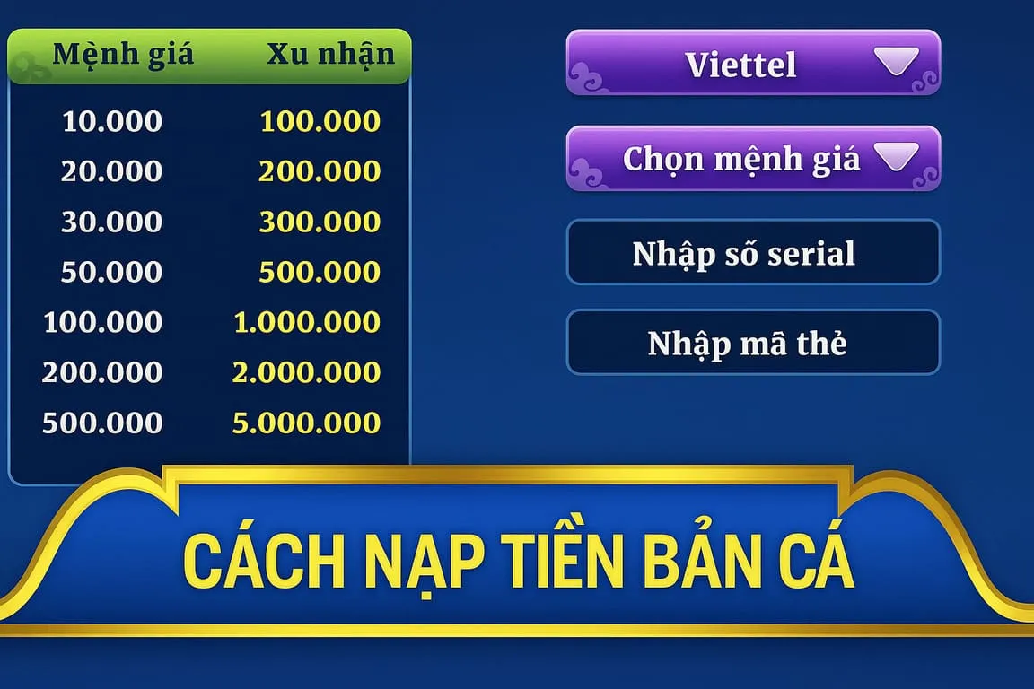 Nạp tiền Bắn Cá dễ dàng, hỗ trợ nhiều phương thức thanh toán